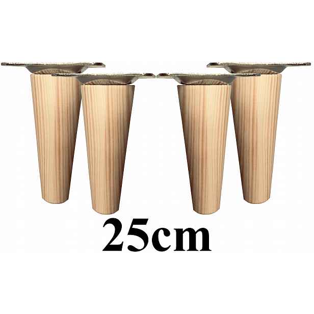 Nohy Nožky dřevěné zúžené 25 cm 4ks plechy