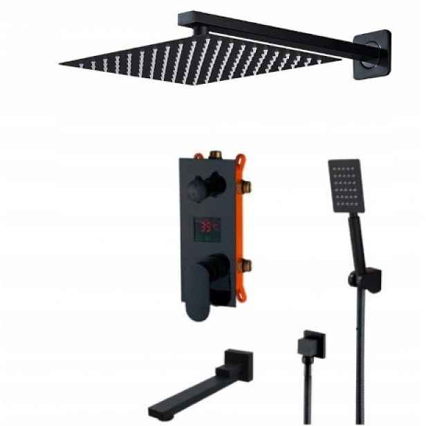 Podomítkový Set Vývod Displej Černý Mat 30 CM