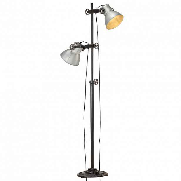 vidaXL Podlahová lampa se 2 svítidly stříbrná E27 litina