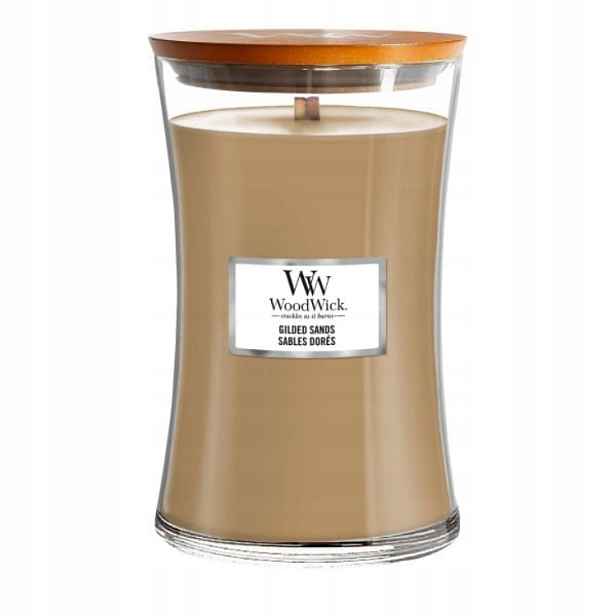 WoodWick Vonná sójová svíčka Gilded Sands Velká 610 g Dřevěný knot