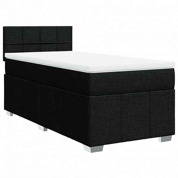 vidaXL Box spring postel s matrací černá 90x200 cm textil