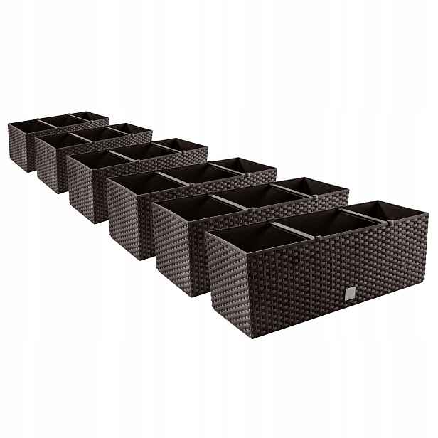 6x podlouhlé balkonové truhlíky 50 cm plastové květináče DRT500 umbra