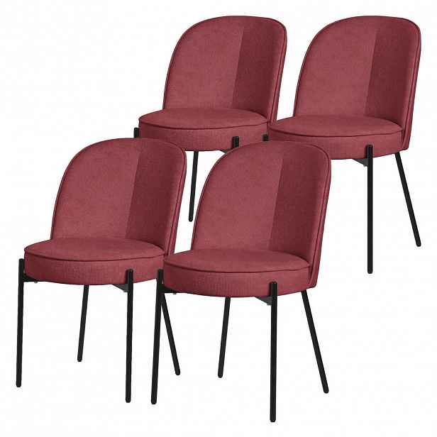 ML-DESIGN JÍDELNÍ ŽIDLE, sada 4 ks, červená, s látkovým potahem