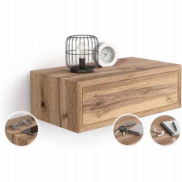 Noční stolek závěsný loftový dub rustikální laminát 45x25 cm ložnice