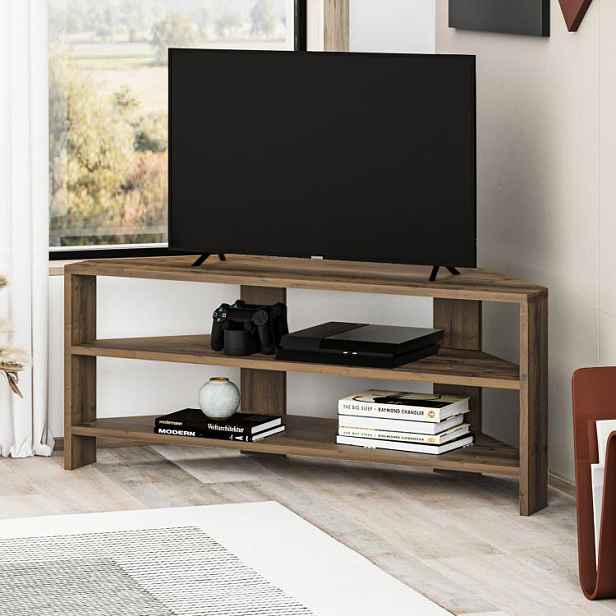 Rohový TV stolek Houseland Thales dub tmavý