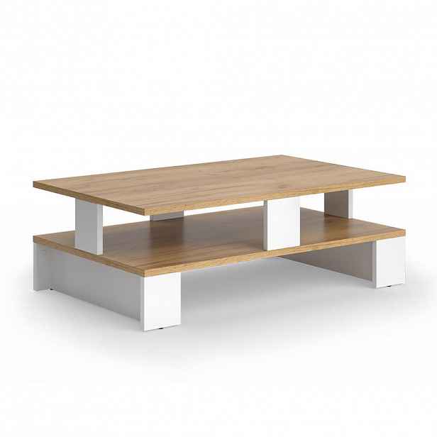 Vicco KONFERENČNÍ STŮL Belina Zlatá síla dub/bílá 80 x 50 cm se dvěma úrovněmi