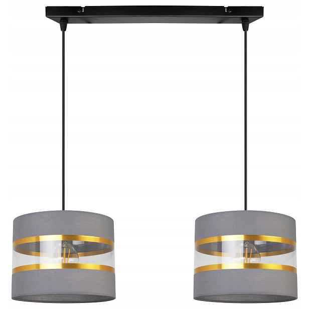 Závěsná Stropní Lampa Lustr Glamour Stínidlo Zlatá Šedá Do Obývacího Pokoje