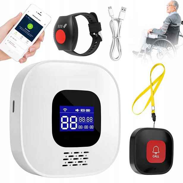 Zvonek Alarm Tlačítko Bezdrátového Volání Seniorů Starších Osob
