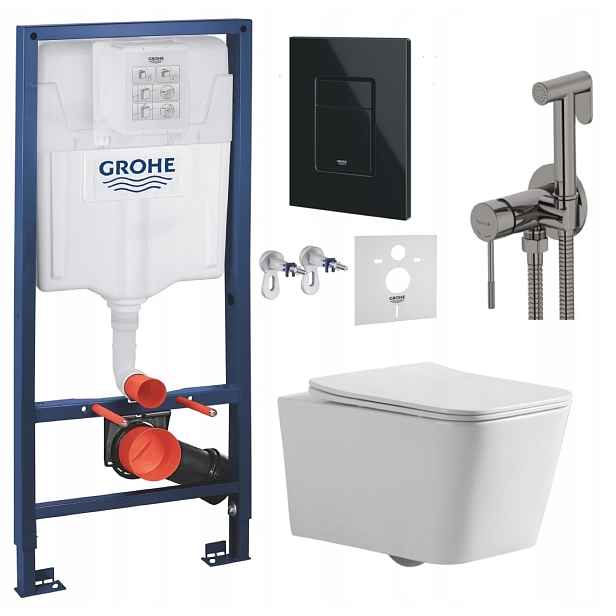 Wc Sada Stelaz Grohe Wc Mísa Tornado Tlačítko černá baterie grafit