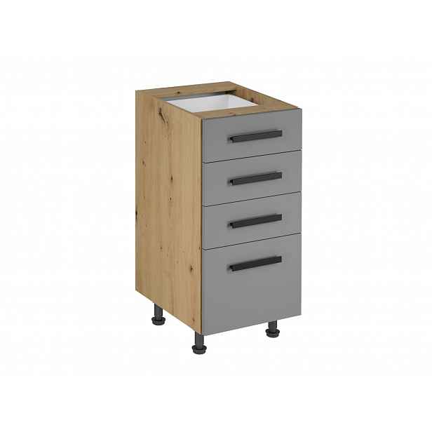 Kuchyňská skříňka se šuplíky VALEN 2 - šířka 40 cm, dub artisan / šedobéžová