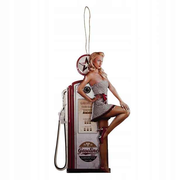 Nástěnný znak Gasoline s pin-up blondýnkou 45x1x70 cm