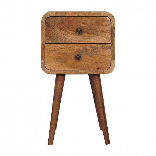 Artisan Furniture NOČNÍ SKŘÍŇKA Extra Mini, dubový vzhled, zakřivená, 1 zásuvka a otevřená přihrádka, béžová