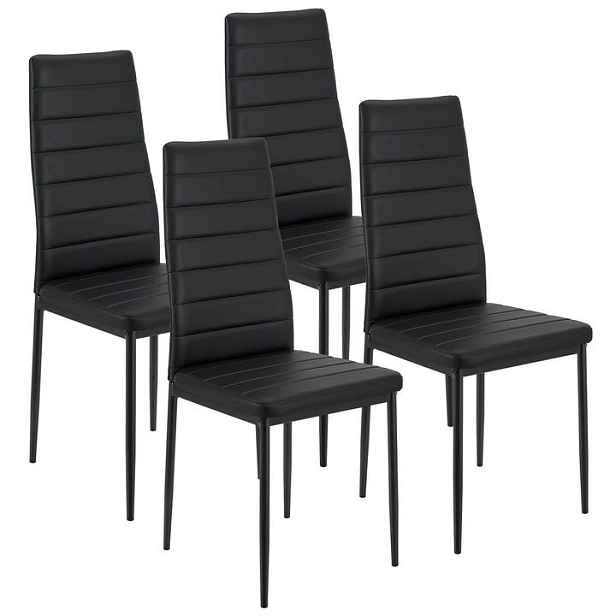 Juskys jídelní židle 4 ks z umělé kůže černé JS107300
