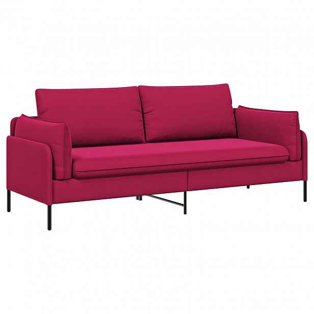 vidaXL 3-místné sofa Pro 3 osobu Víno Červené 222 x 81 x 89 cm Samet