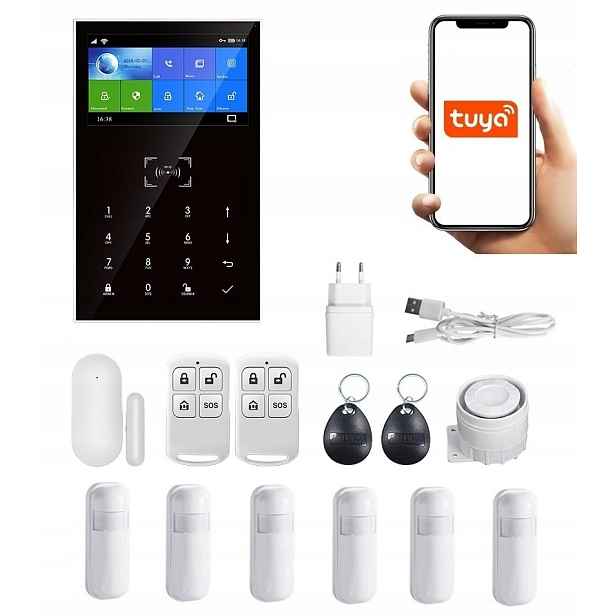 Alarmový Systém LCD displej 4.3' Gsm WiFi Tuya Smart V Polštině 6xPIR