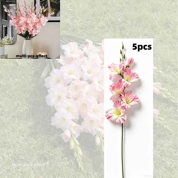 TEMU 5 ks Měkké Růžové Gradientní Realistické Větvě Květin Cymbidium, Jemná a Realistická Okvětních Lístků, Volné Ohýbání a Tvarování, Vhodné pro