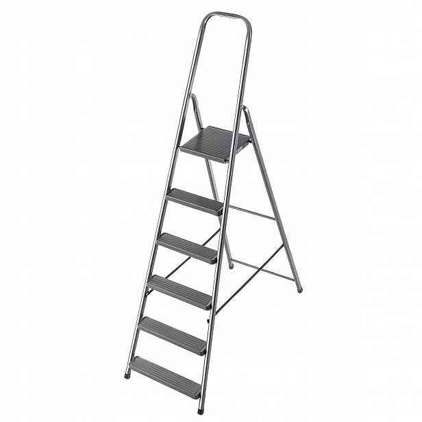 Žebřík 6 Stupňový Ocelový Skládací Domácí Žebřík Schody Pevný 125 kg