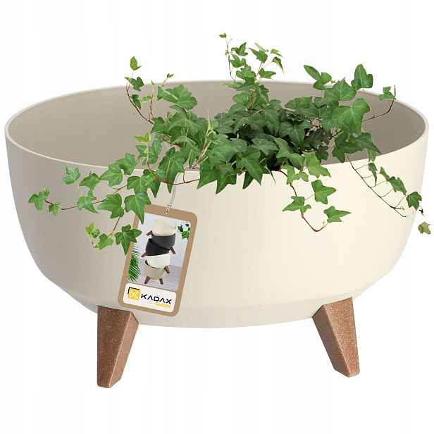 Květináč Obal Na Nožičkách Vložka Do Květináče 40cm Krémová Mísa Kulatá