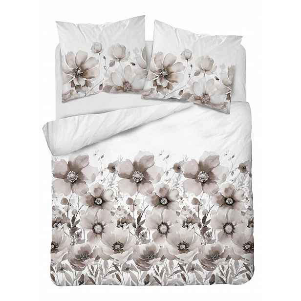 Povlečení saténové 220x200 bílá béžová květina Home Satin