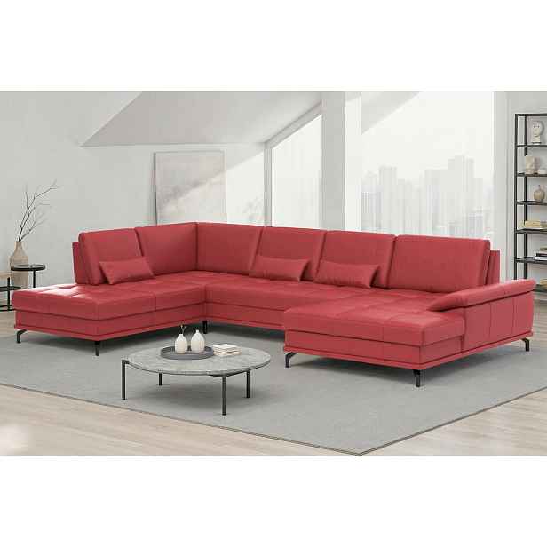 Sit & More SEDACÍ SOUPRAVA, textil, kůže, červená