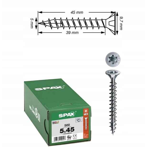 Univerzální vruty Wirox do dřeva Spax 5 x 45 mm 500 ks