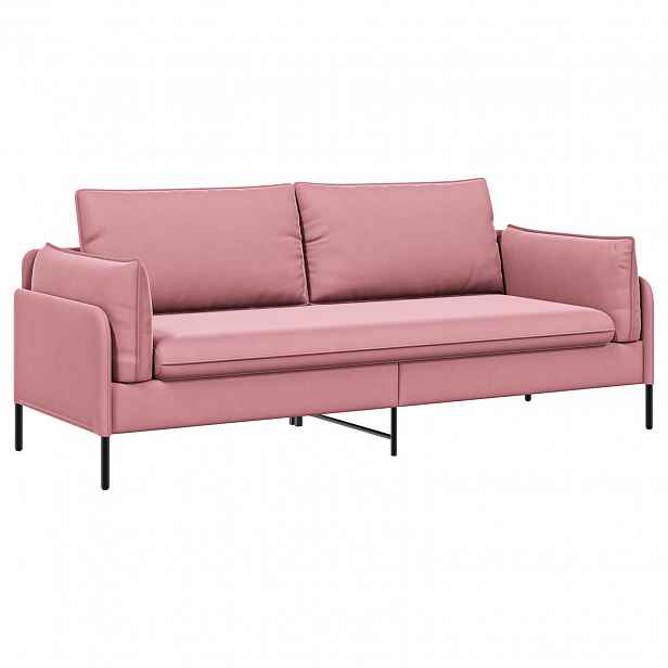 vidaXL 3-místné sofa Růžová 222 x 81 x 89 cm Samet