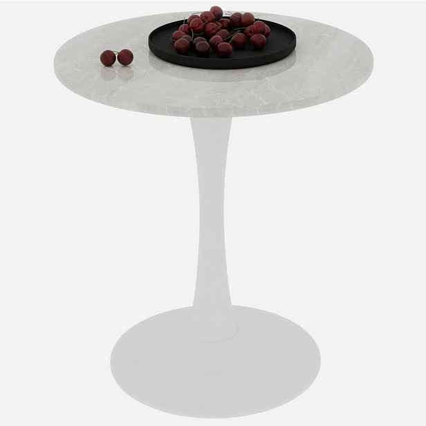 Modfu ODKLÁDACÍ stolek z umělého mramoru 70x70x72 cm bílý kulatý v minimalistickém stylu pro více využití