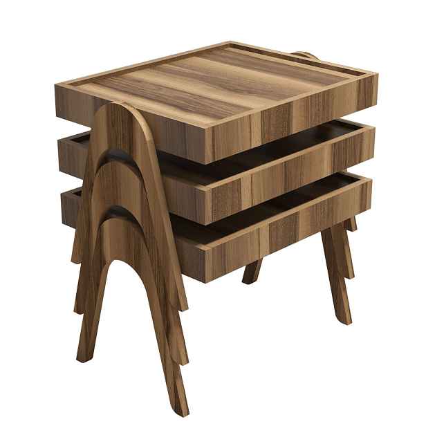 Odkládací stolek Roma Walnut, 3 ks