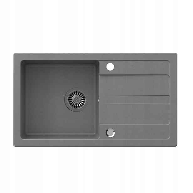 Quadron Tom 111 Granitový dřez 1-komorový 77x44x17,6 cm Šedá Sada