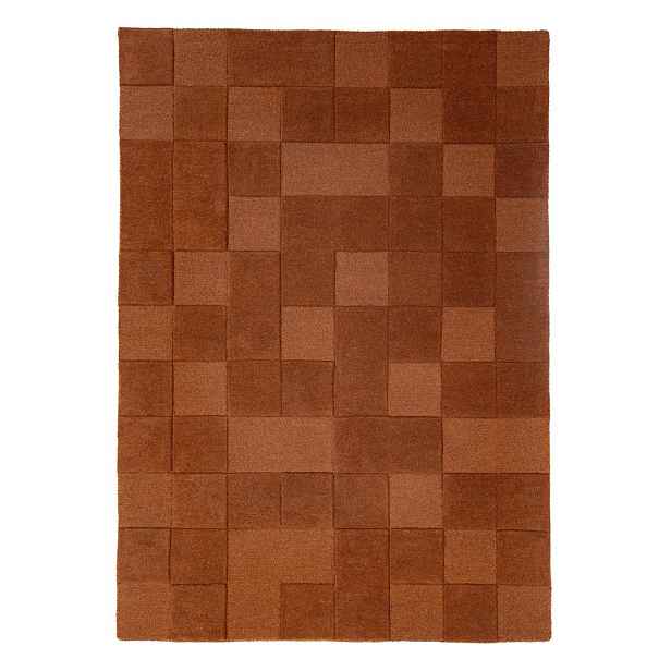 Ručně tkaný vlněný koberec v terakotové barvě 160x230 cm Checkerboard – Flair Rugs