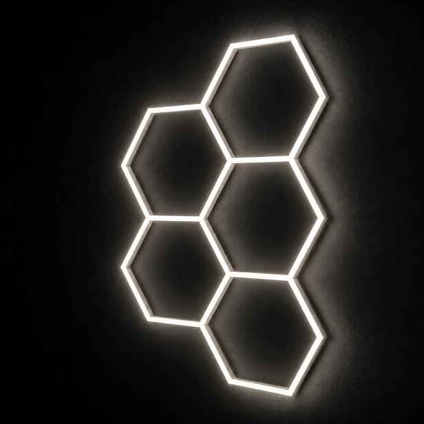 Stropní Led lampa bílá 168W garáž detailingová dílna Hexagon 5 4000K