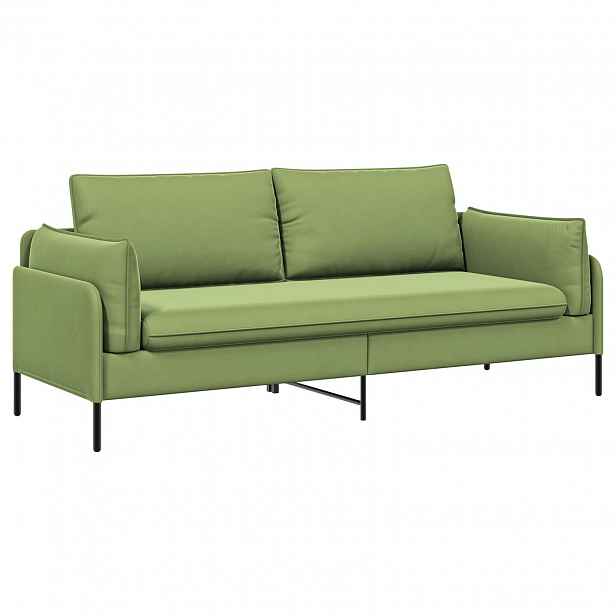 vidaXL 3-místné sofa Pro 3 osobu Světlá zelená 222 x 81 x 89 cm Samet