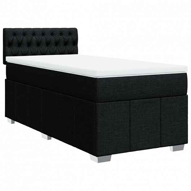 vidaXL Box spring postel s matrací černá 90x200 cm textil