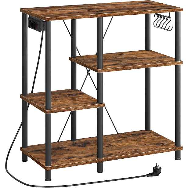Kuchyňský regál Vasagle Vitas 80 cm se zásuvkami hnědý/černý