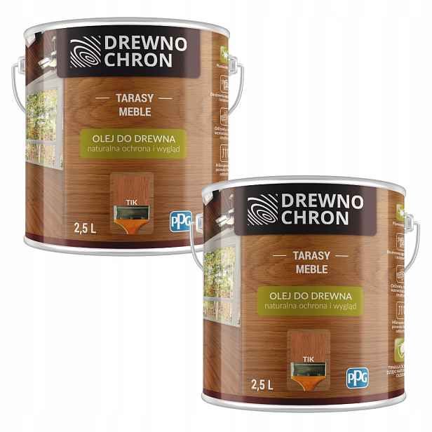 Set Drewnochron Olej Na Dřevo 2x2,5L Terasa Nábytku Tik Tek Teak 5L
