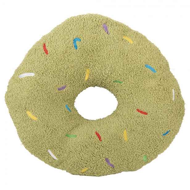 Zelený dekorativní polštář ve tvaru donutu s posypem - Ø 35*6 cm Clayre & Eef