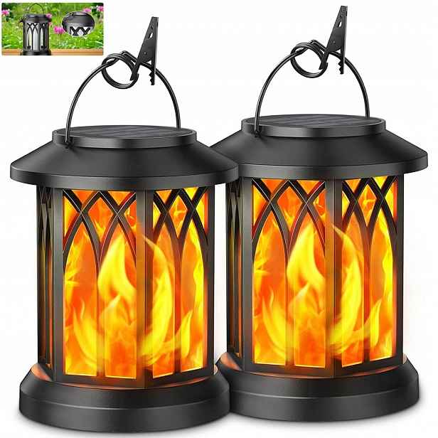 2x Led solární lampy, k zavěšení venku, solární lampy, dekorace