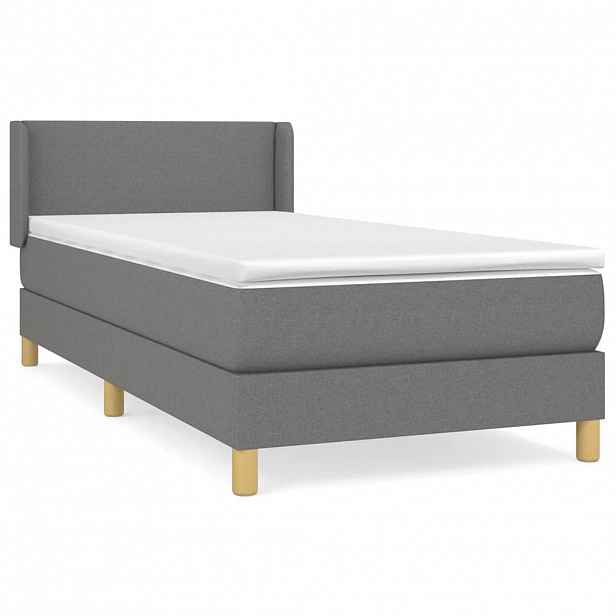 vidaXL Box spring postel s matrací tmavě šedá 90x190 cm textil