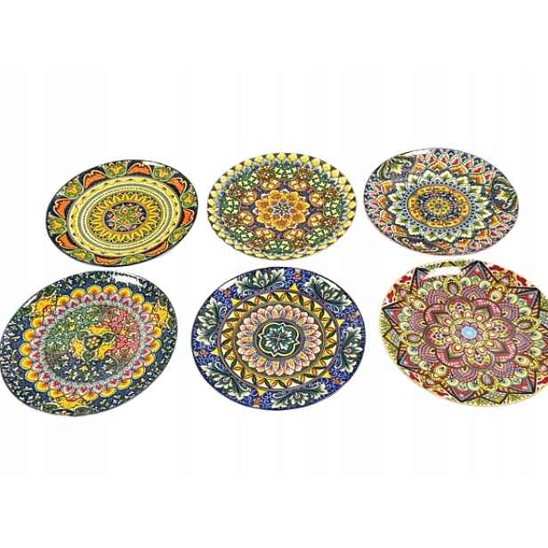 6 X Keramický Kulatý Dezertní Talíř Henten Home 22 CM, Styl Boho