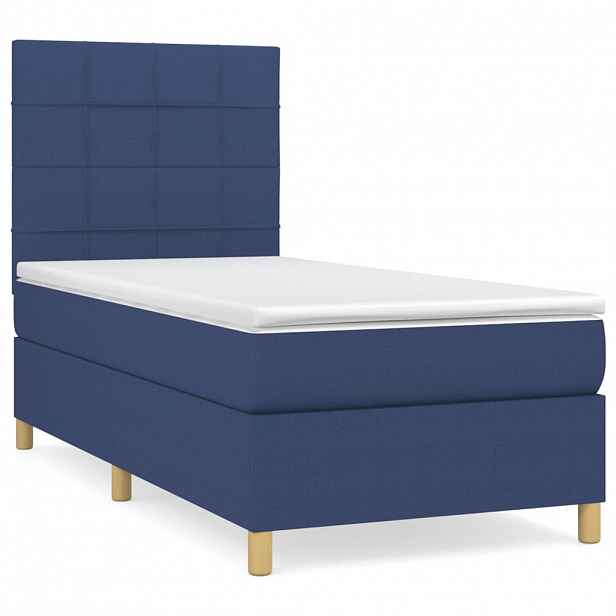vidaXL Box spring postel s matrací modrá 80x200 cm textil