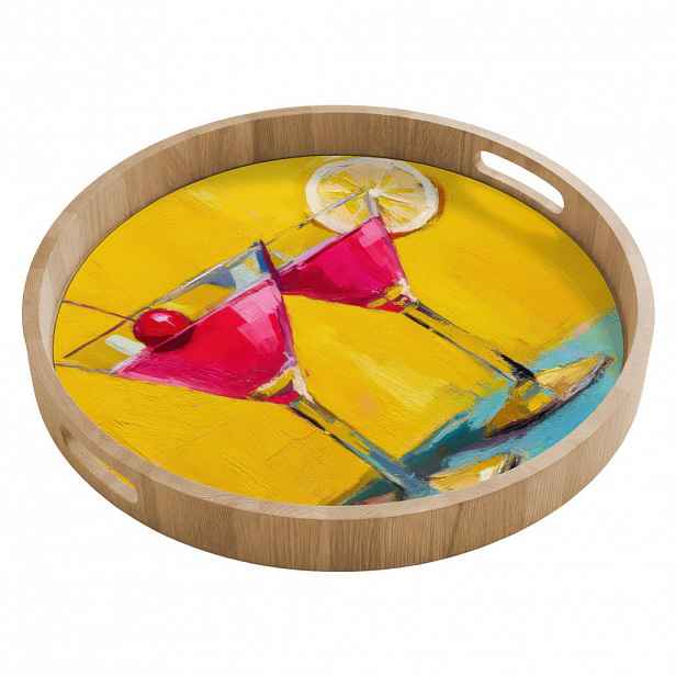 OnlyWow SERVÍROVACÍ PODNOS Sklenice - Koktejl - Citron - Třešeň 50x50 cm