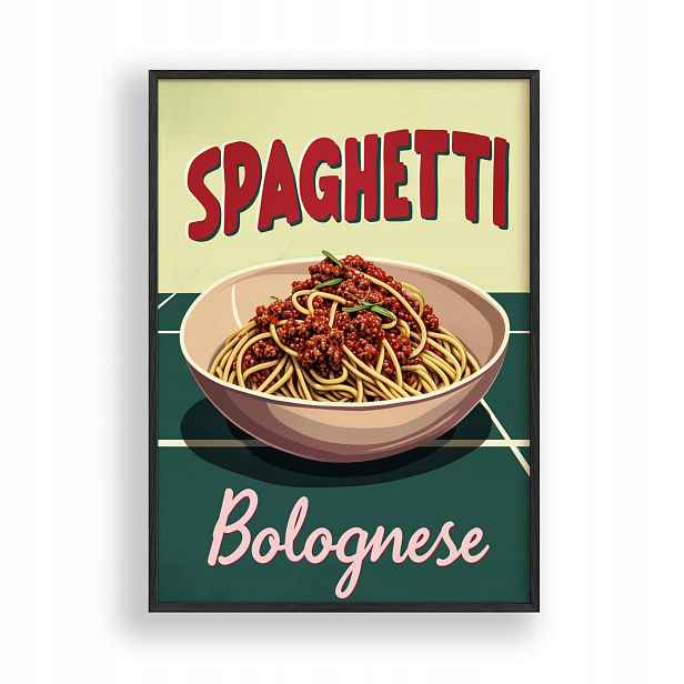 Obraz Spaghetti Bolognese Plakát Rámeček Dřevěný Černý 30x42 cm