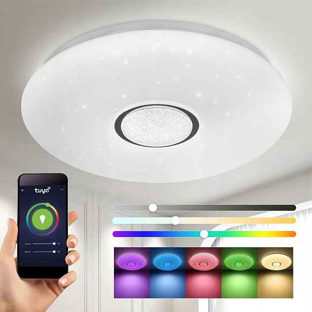 Stropní Svítidlo Rgb S Bluetooth Led Reproduktorem 60 W S Dálkovým Ovládáním Aplikací App