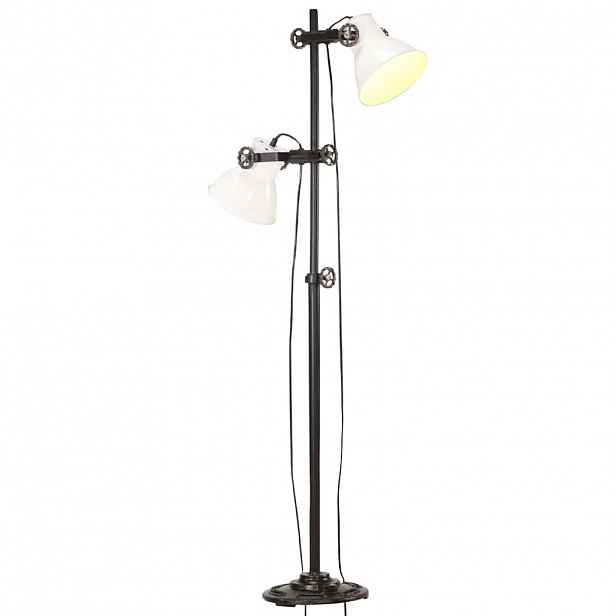vidaXL Podlahová lampa se 2 svítidly bílá E27 litina