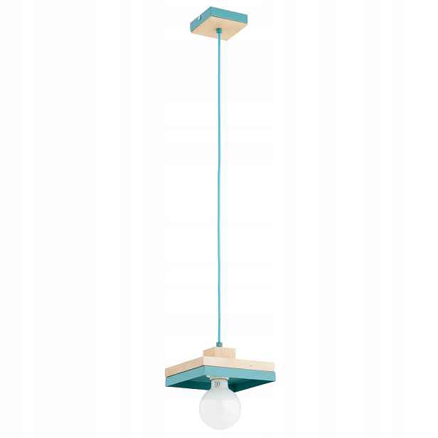 Závěsná lampa Alfa Miko modrá/tyrkysové dřevo, kov 1xE27 15W