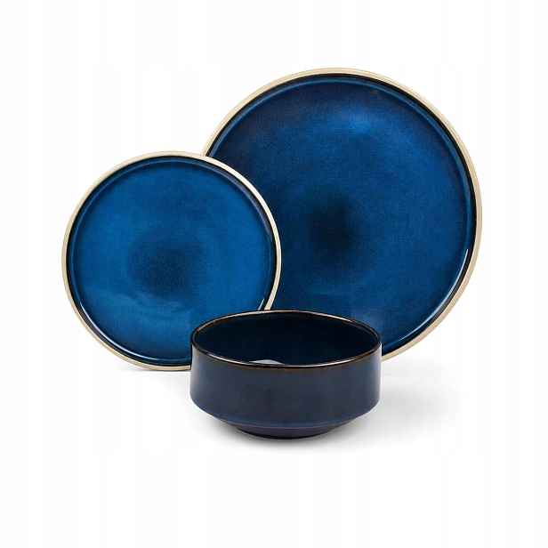 Jídelní Servis Keramický pro 6 osob 18 ks Modrý Stack Blue Moderní