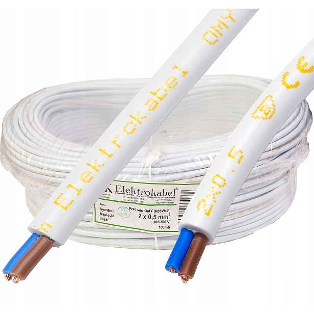 Kabel Omy 2x0,5 mm kulatý Lanko Cu 100 m kulatý