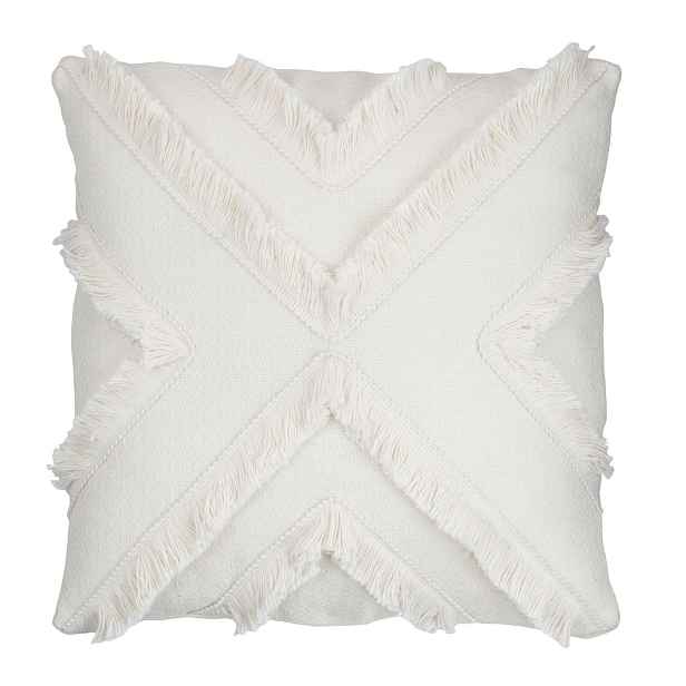 Krémový polštář s třásněmi Fransen white off - 40*14*40cm J-Line by Jolipa