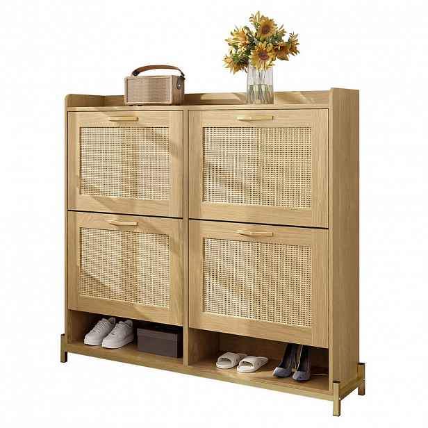 Modfu BOTNÍK z MDF 108,5x24x100 cm světly dub s horní policí, kovovou podnoží a úsporným úložným řešením