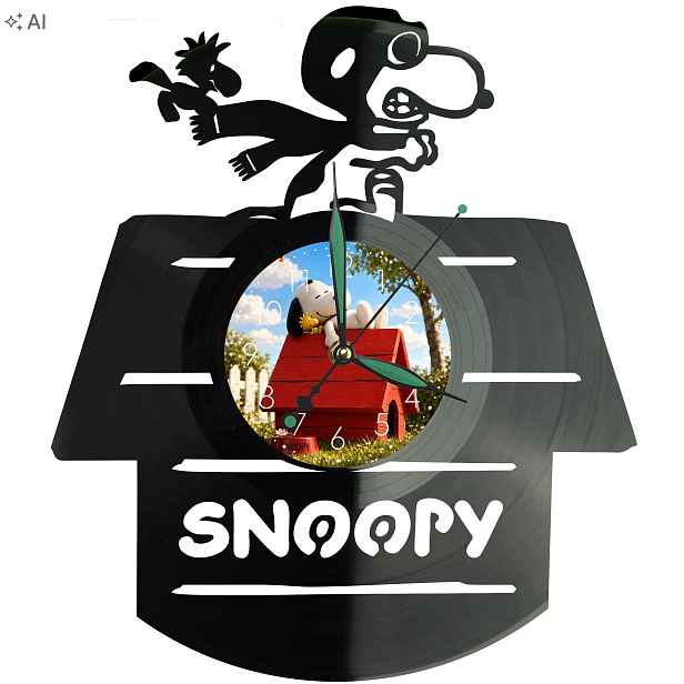 Snoopy Dárek Nástěnné hodiny Vinylová deska Dárek